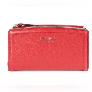 New Kate Spade New York slim leather zip wallet purse rare color lingonberry